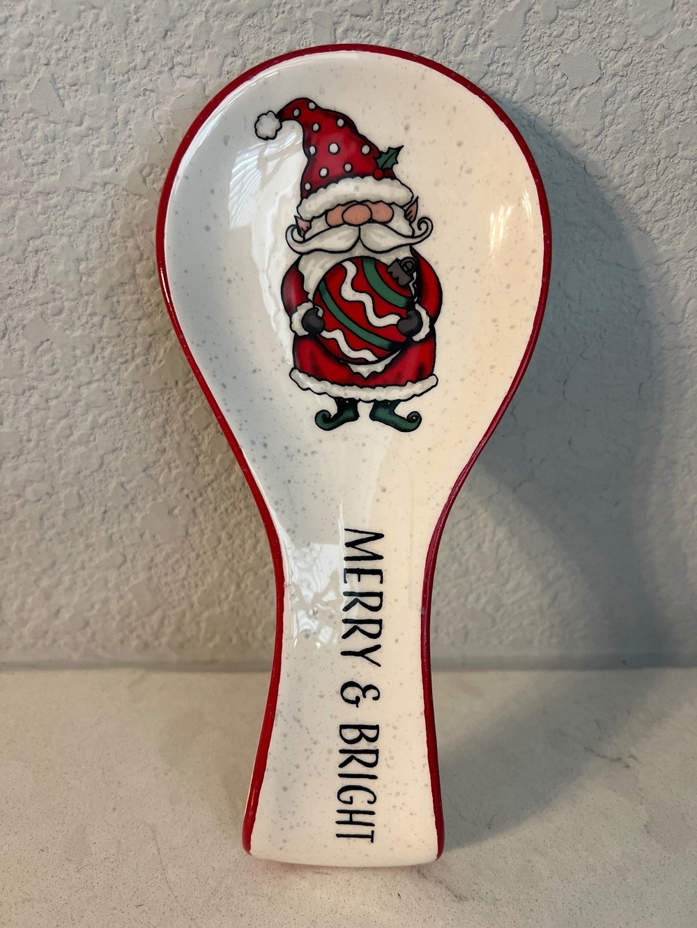 Santa Spoon Rest Merry & Bright Christmas Ceramic 2021